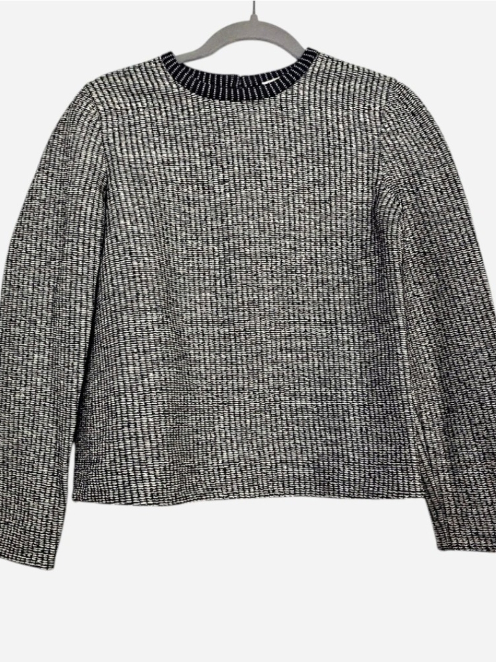 Textured Black & White Crewneck Sweater
